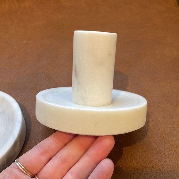 SET OF 2 Studio McGee Marble Taper Candle Holders - Picture 8 of 10